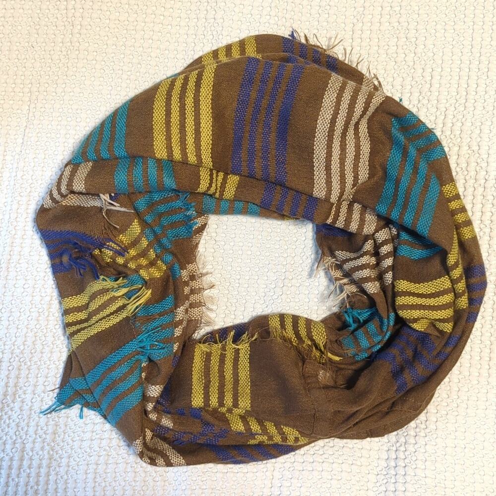 Infinity Scarf Striped Brown Yellow Purple Blue